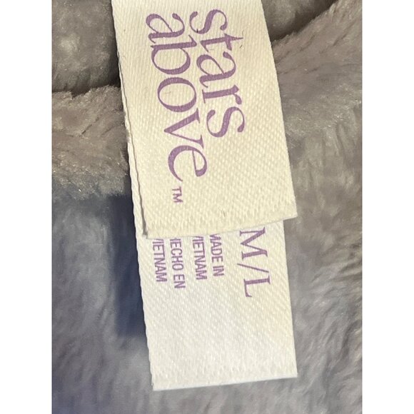 Stars Above Plush robe Collar Robe M/L Gray Soft Cozy - Picture 9 of 10